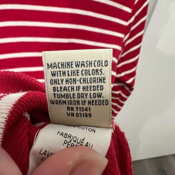 L.L. Bean Red and White Quarter-Zip Women’s Size M - Picture 7 of 7